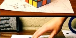 ilusión anamórfica Recinfor cubo de Rubik